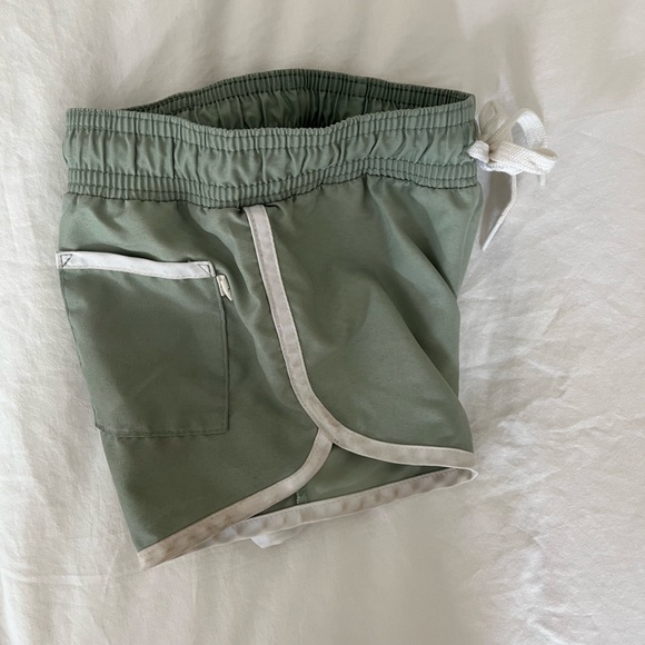 Minnow Toddler Green Swim Trunks with White Lining - Picture 3 of 4